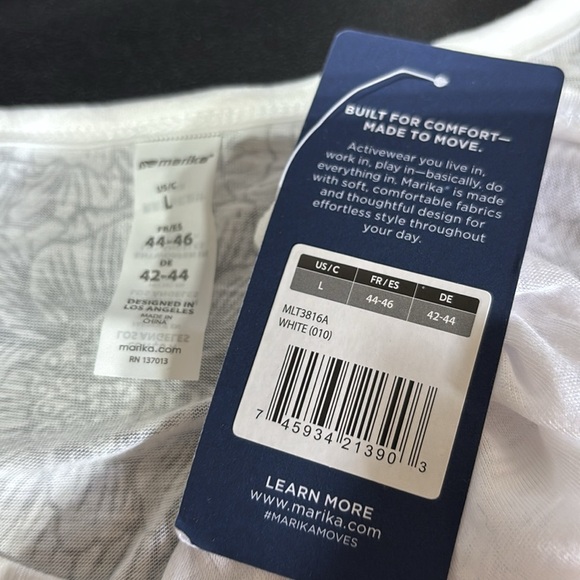 Marika Sheer White floral, sleeveless,scoop neck,soft comfy, athletic-casual - Picture 8 of 9